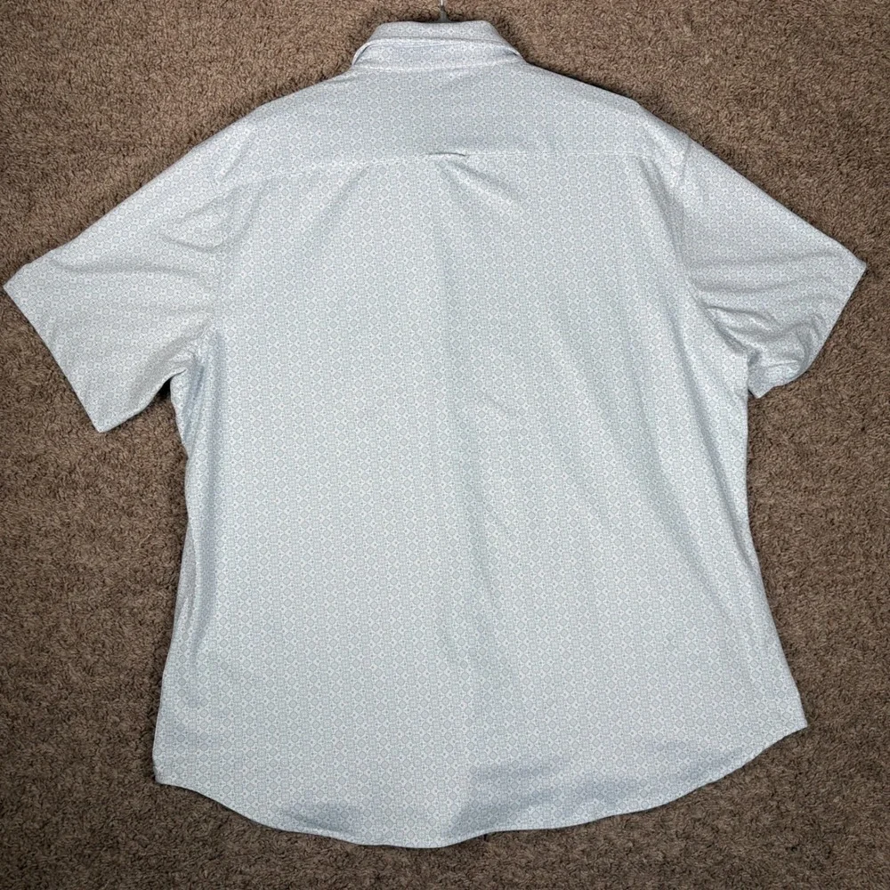 Jachs New York Mens Blue‎ Geometric Short Sleeve Button Down Shirt Strech